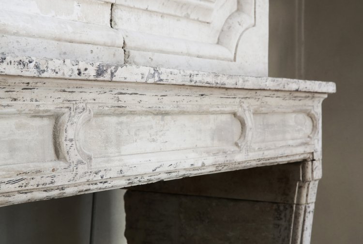 french mantel piece of limestone